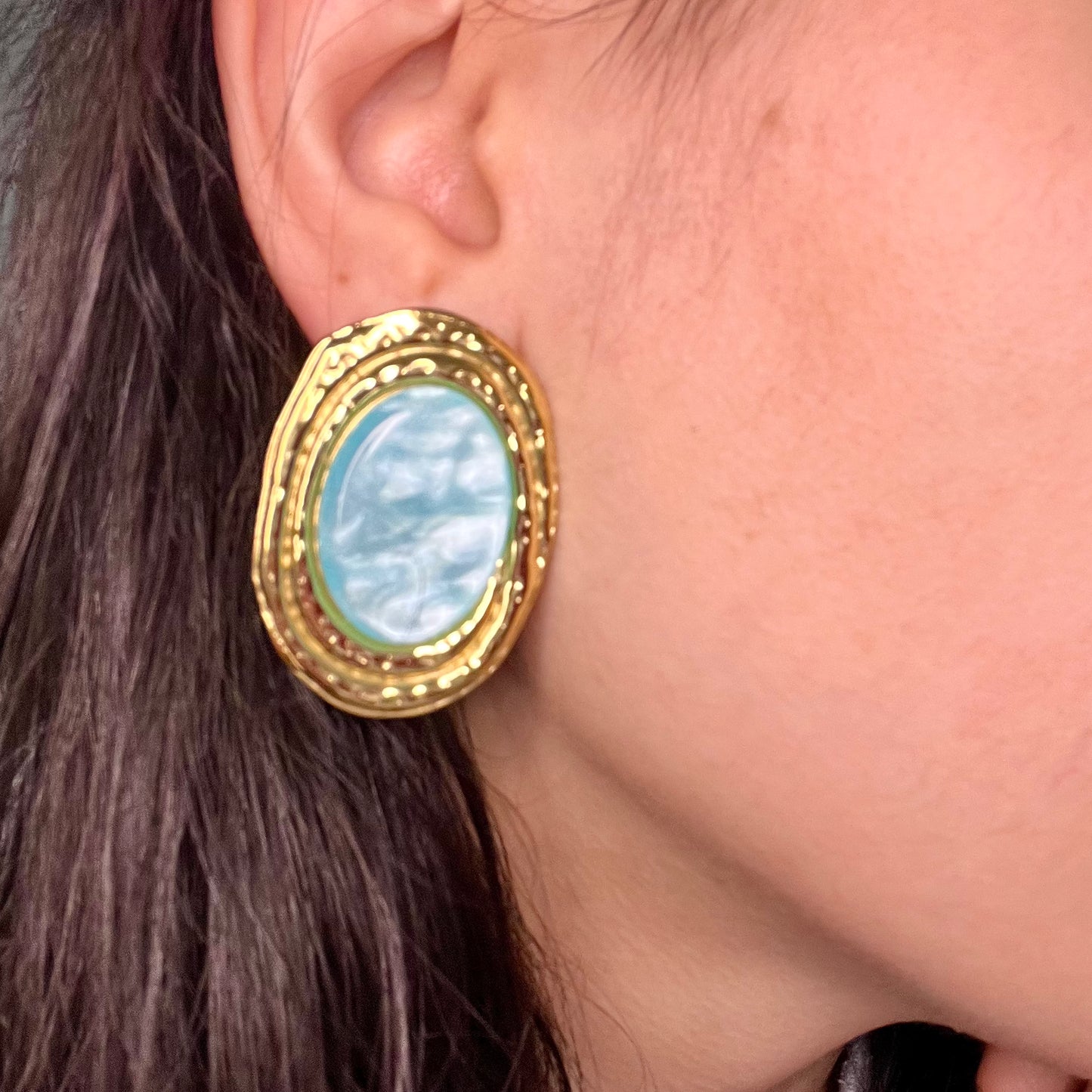 ORO NELL'OCEANO – Orecchini a Lobo Vintage Turchese e Oro - Eldra Milano