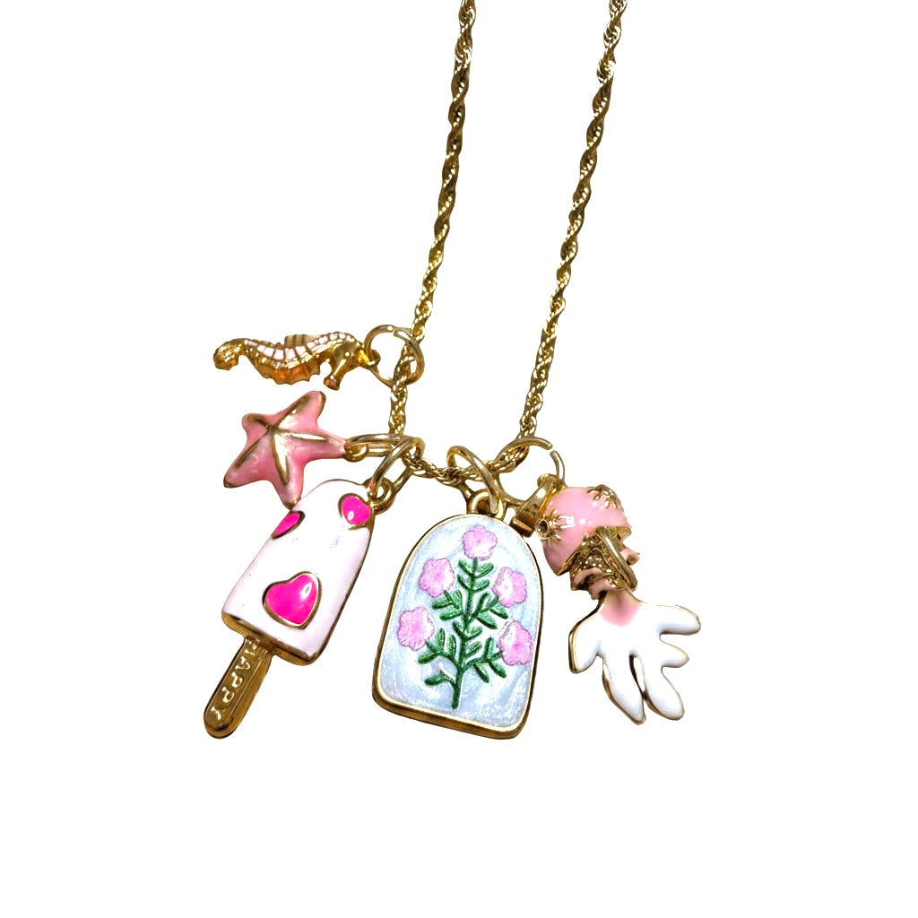 Collana set charm Rosa delicato