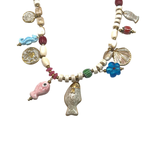 Collana NASSA | Catena con Ciondoli Marini e Pietre Naturali – Eldra Milano