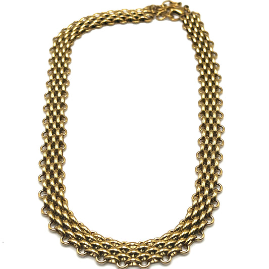 Collana Chain Mesh Gold – Girocollo a Maglia Intrecciata in Acciaio Inox Oro | Eldra Milano