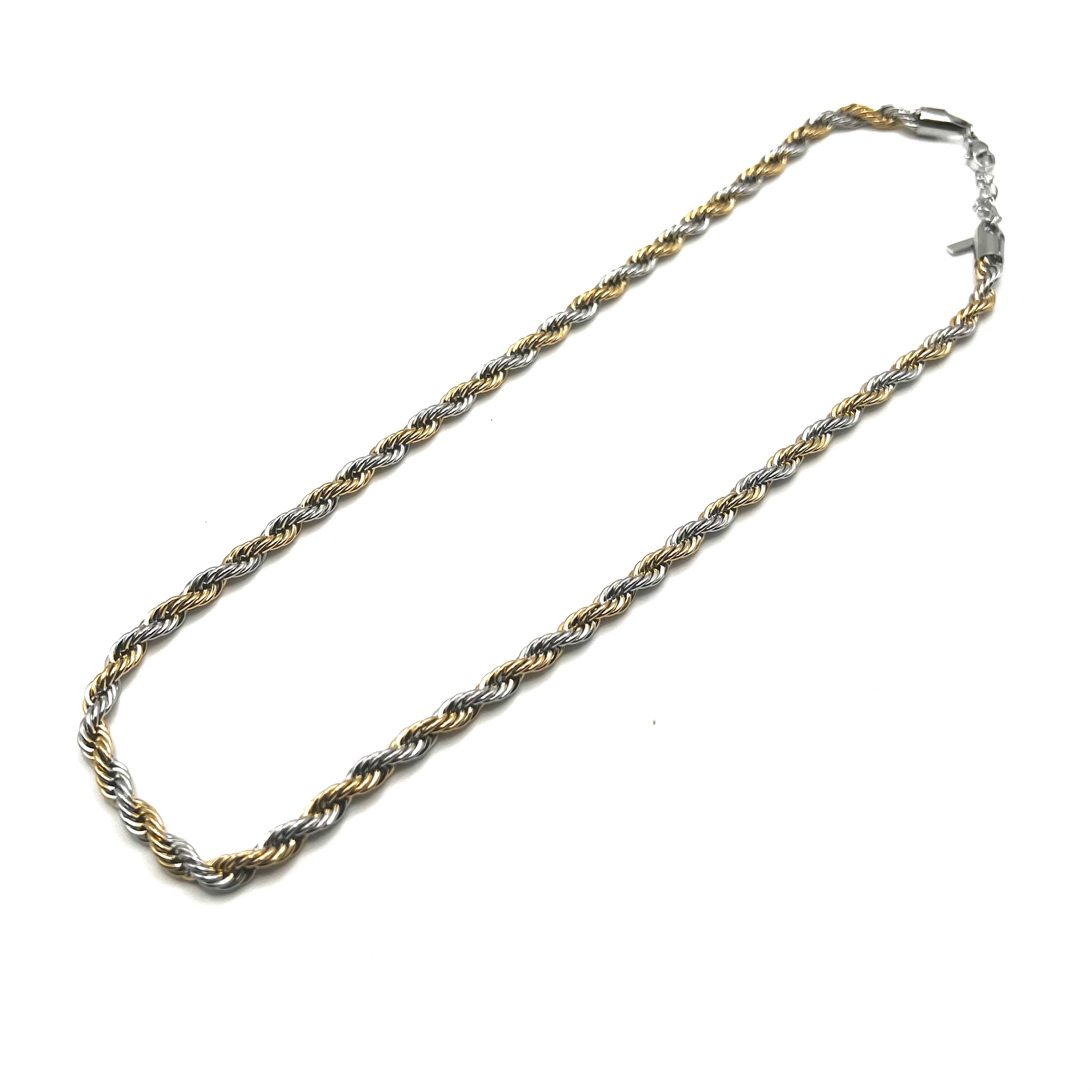 Collana "Rope" Bold Bicolor – Girocollo Intrecciato Oro e Argento in Acciaio Inox | Eldra Milano