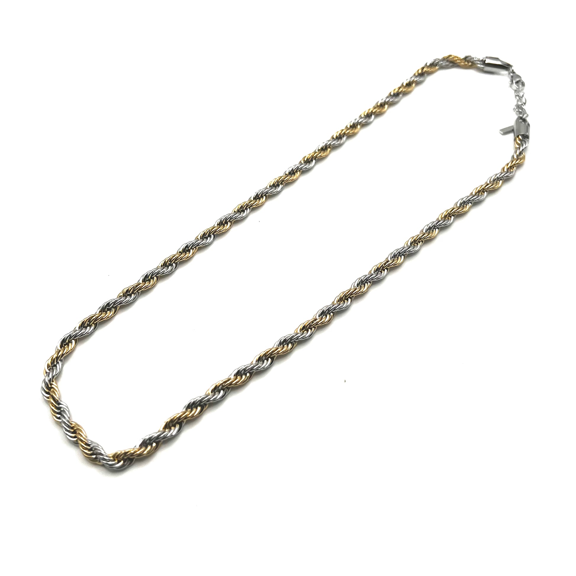 Collana "Rope" Bold Bicolor – Girocollo Intrecciato Oro e Argento in Acciaio Inox | Eldra Milano