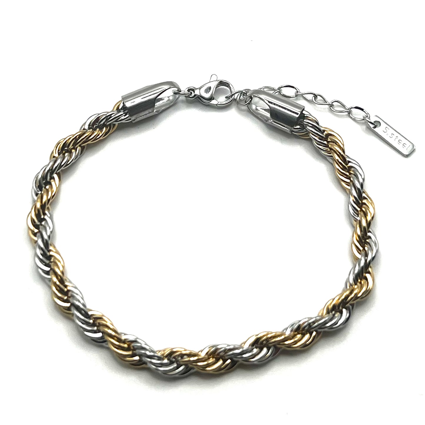 Bracciale "Rope" Bold Bicolor – Catena Intrecciata Oro e Argento in Acciaio Inox | Eldra Milano