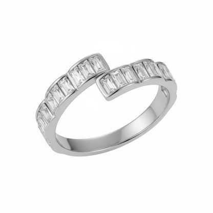 Anello GLAM SHINE – Fascia Regolabile con Zirconi Baguette | Eldra Milano