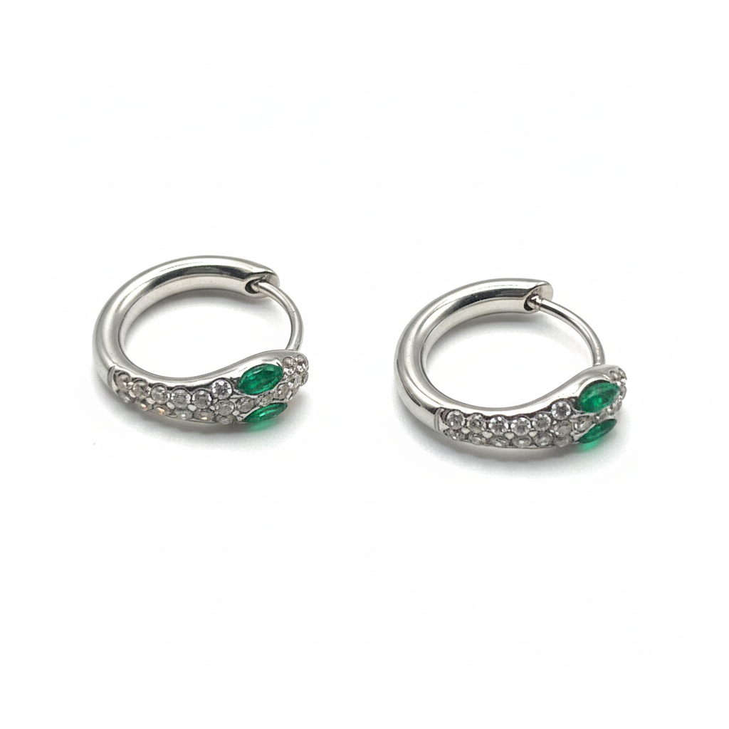 SNAKE RADIANCE – Orecchini Unisex Cerchio Serpente con Strass – Eldra Milano
