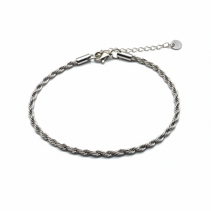 CAVIGLIERA ROPE BOLD ANKLET – Cavigliera a Corda in Acciaio Inossidabile (19 cm + 5 cm) – Eldra Milano