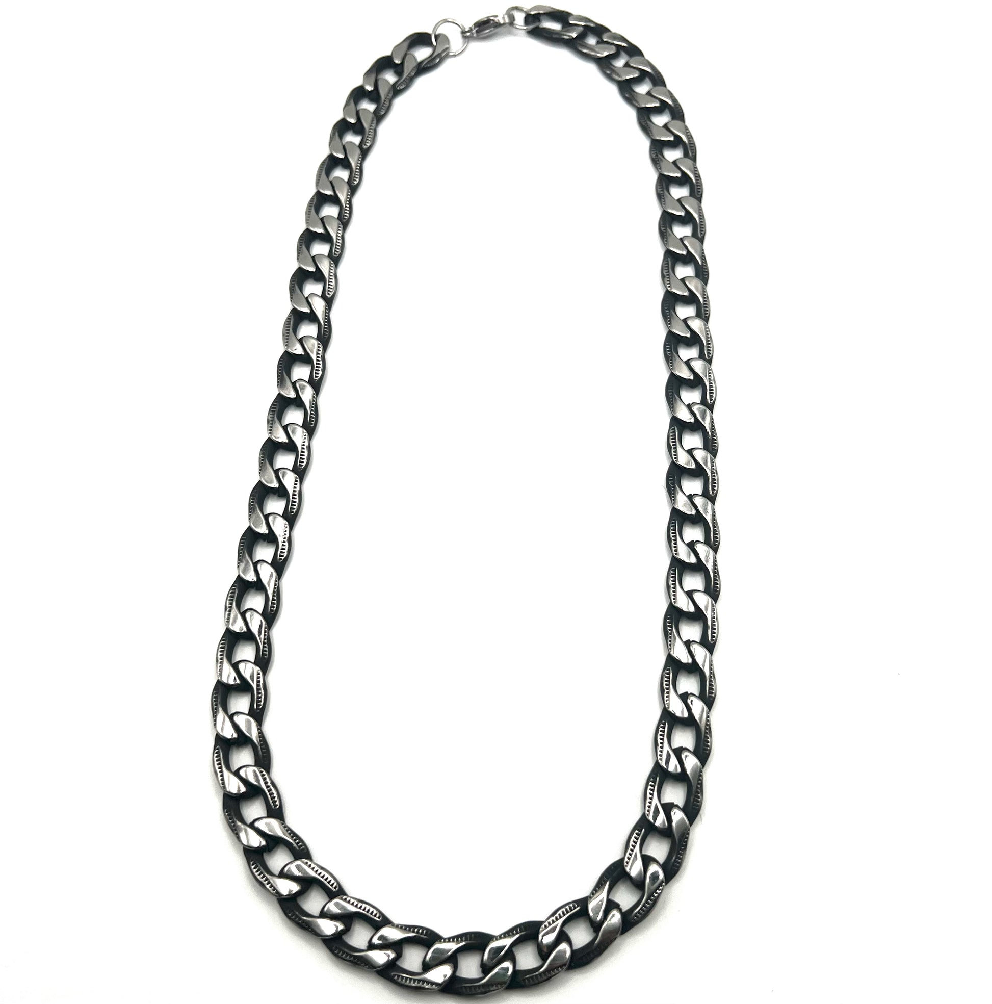 HEXA – Catena Uomo Geometrica in Acciaio Inossidabile Argento e Fumo – Eldra Milano