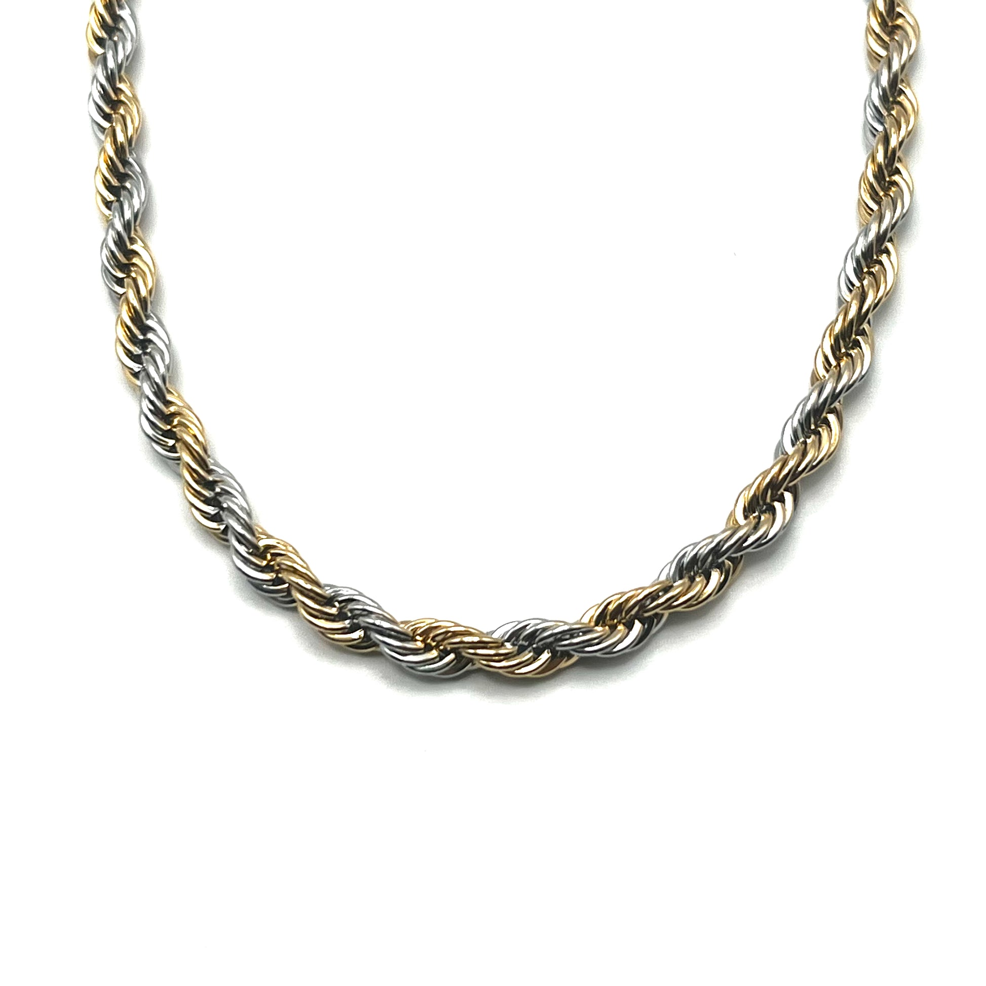 Collana "Rope" Bold Bicolor – Girocollo Intrecciato Oro e Argento in Acciaio Inox | Eldra Milano