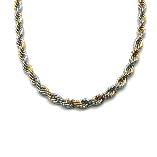 Collana "Rope" Bold Bicolor – Girocollo Intrecciato Oro e Argento in Acciaio Inox | Eldra Milano
