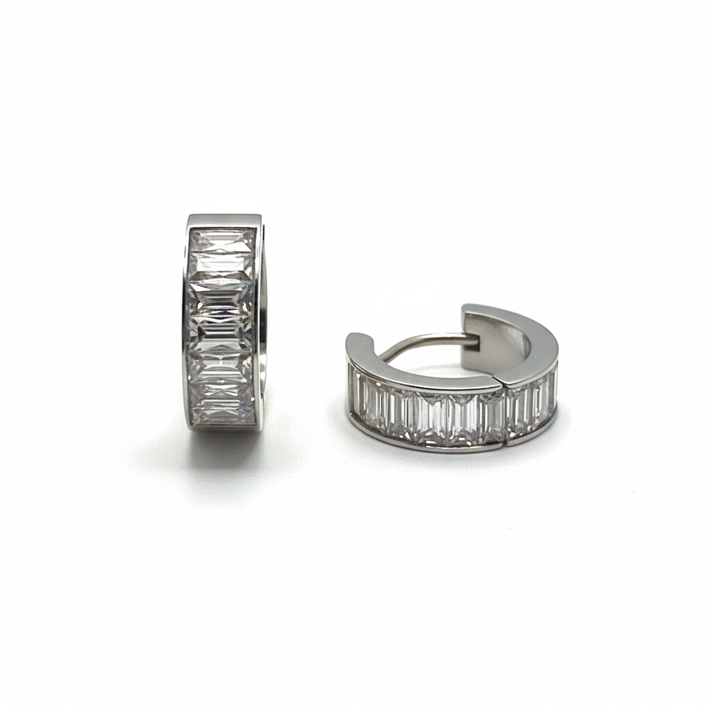 GLAM CIRCLE – Orecchini Unisex a Cerchio con Strass in Acciaio Inossidabile – Eldra Milano