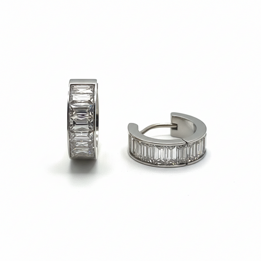 GLAM CIRCLE – Orecchini Unisex a Cerchio con Strass in Acciaio Inossidabile – Eldra Milano