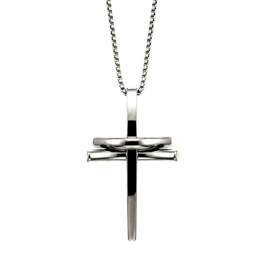 Collana ROSSO AMANTE Cross Dimension | Pendente Croce 3D in Acciaio Inox – Eldra Milano