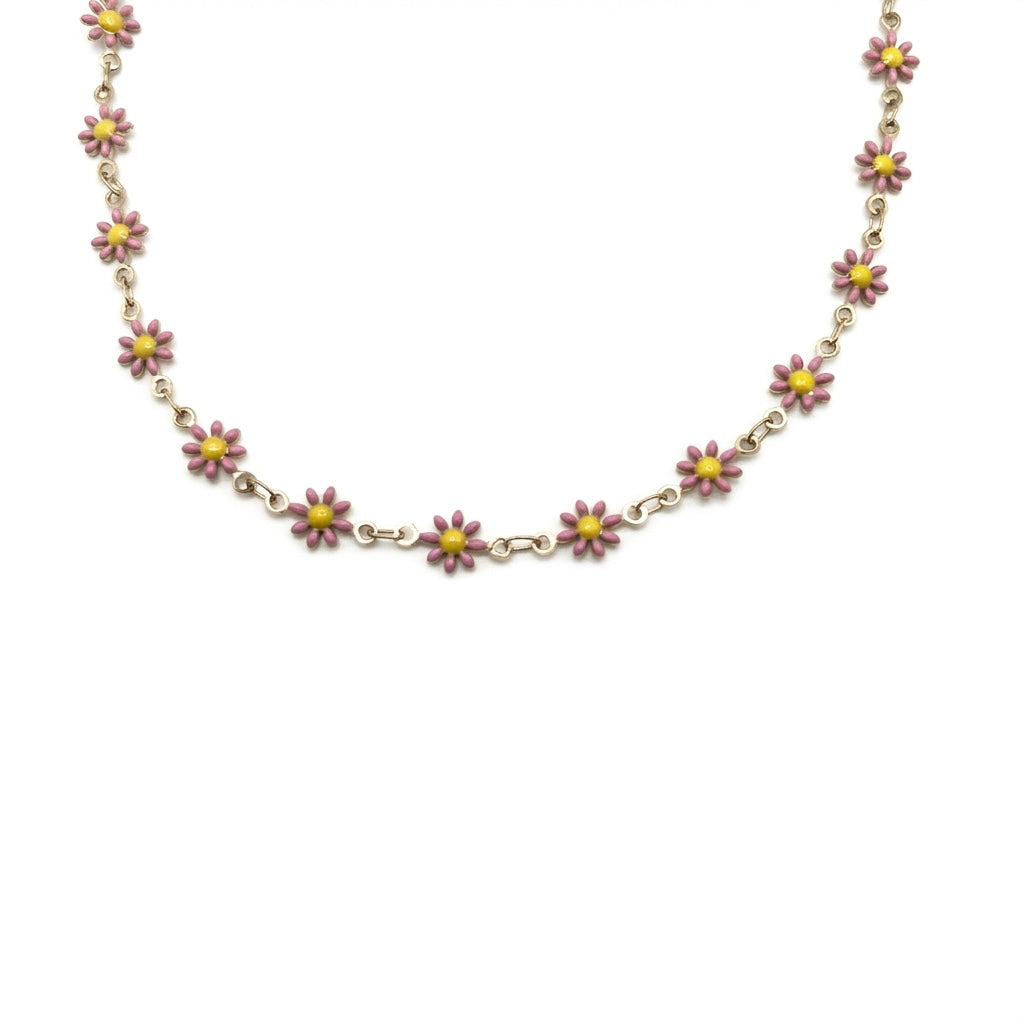 DAISY CHAIN – Collana Girocollo con Margherite Smaltate – Eldra Milano