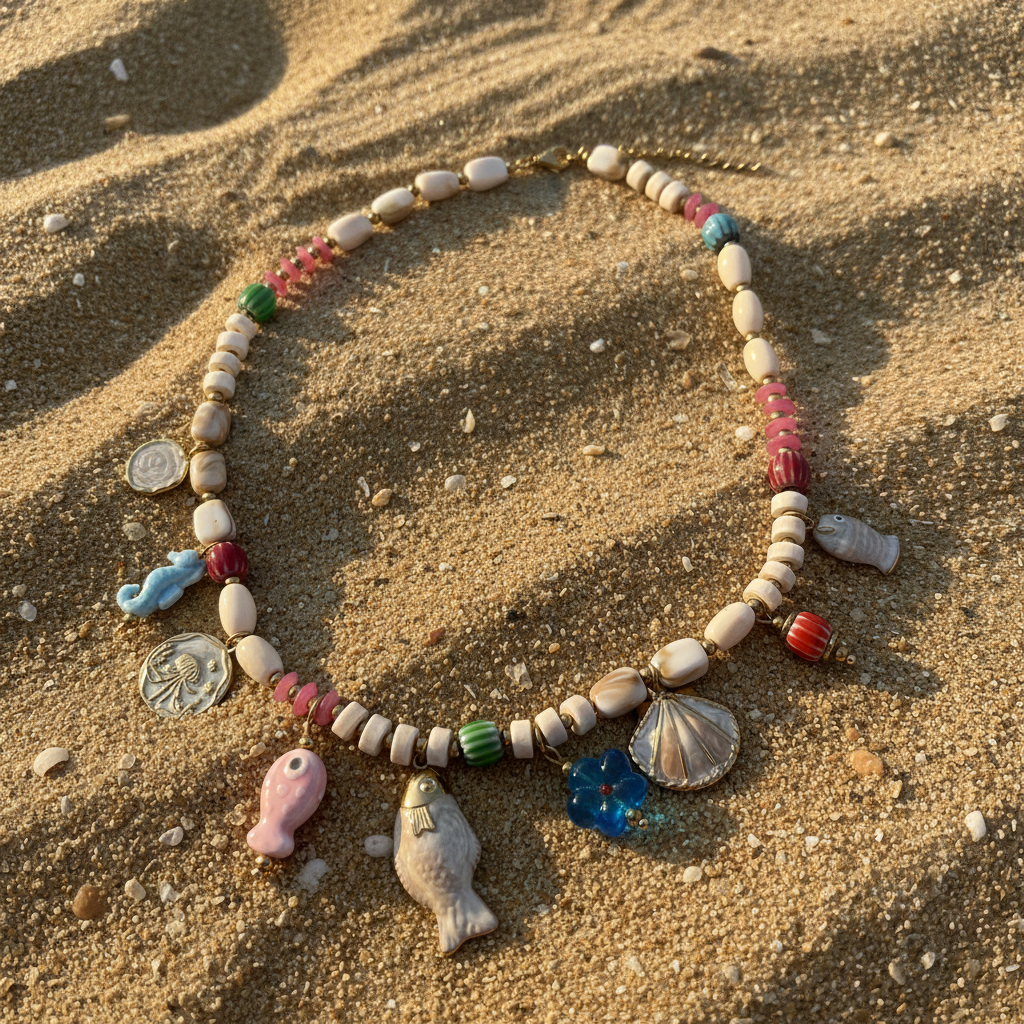 Collana NASSA | Catena con Ciondoli Marini e Pietre Naturali – Eldra Milano