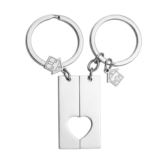 Portachiavi YOU & ME | Barretta Cuore Spezzato Personalizzabile in Acciaio Inox – Eldra Milano