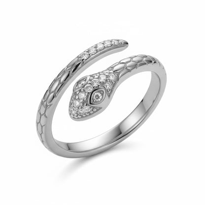 Anello VIPERA AUREA – Serpente Regolabile con Zirconi | Eldra Milano