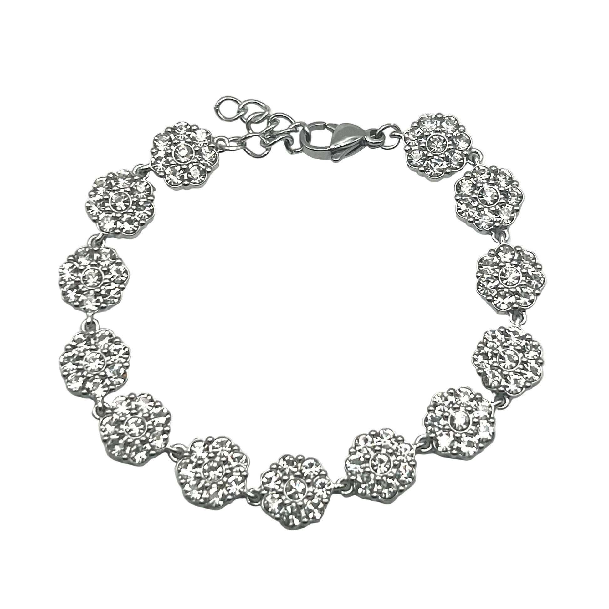 FLOWER TENNIS – Bracciale Donna con Fiori e Zirconi in Acciaio Inossidabile – Eldra Milano