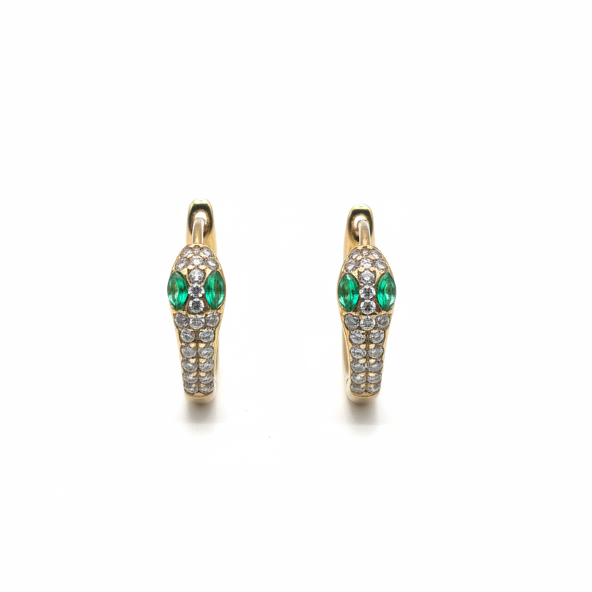 SNAKE RADIANCE – Orecchini Unisex Cerchio Serpente con Strass – Eldra Milano