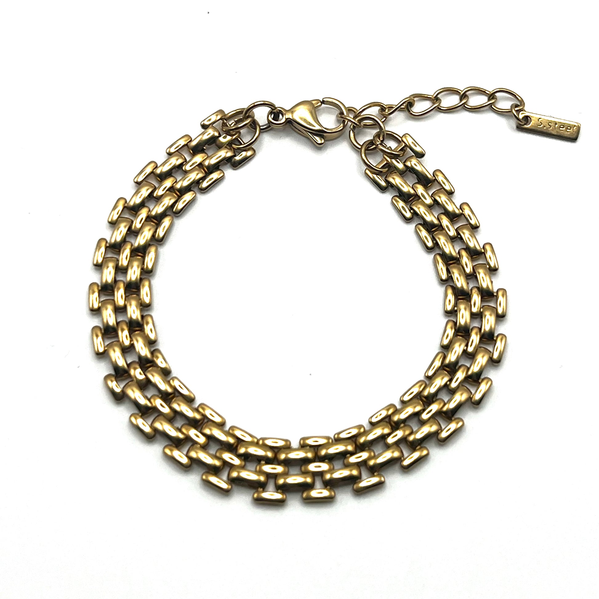 Bracciale BRICK Gold – Design Slim a Maglia Mattoncino in Acciaio Inox Oro