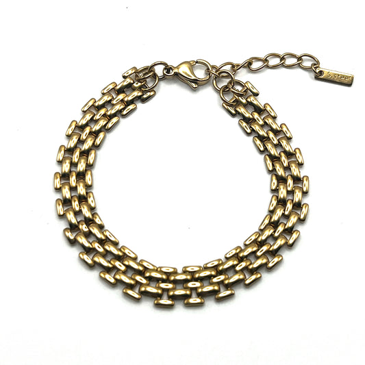 Bracciale BRICK Gold – Design Slim a Maglia Mattoncino in Acciaio Inox Oro