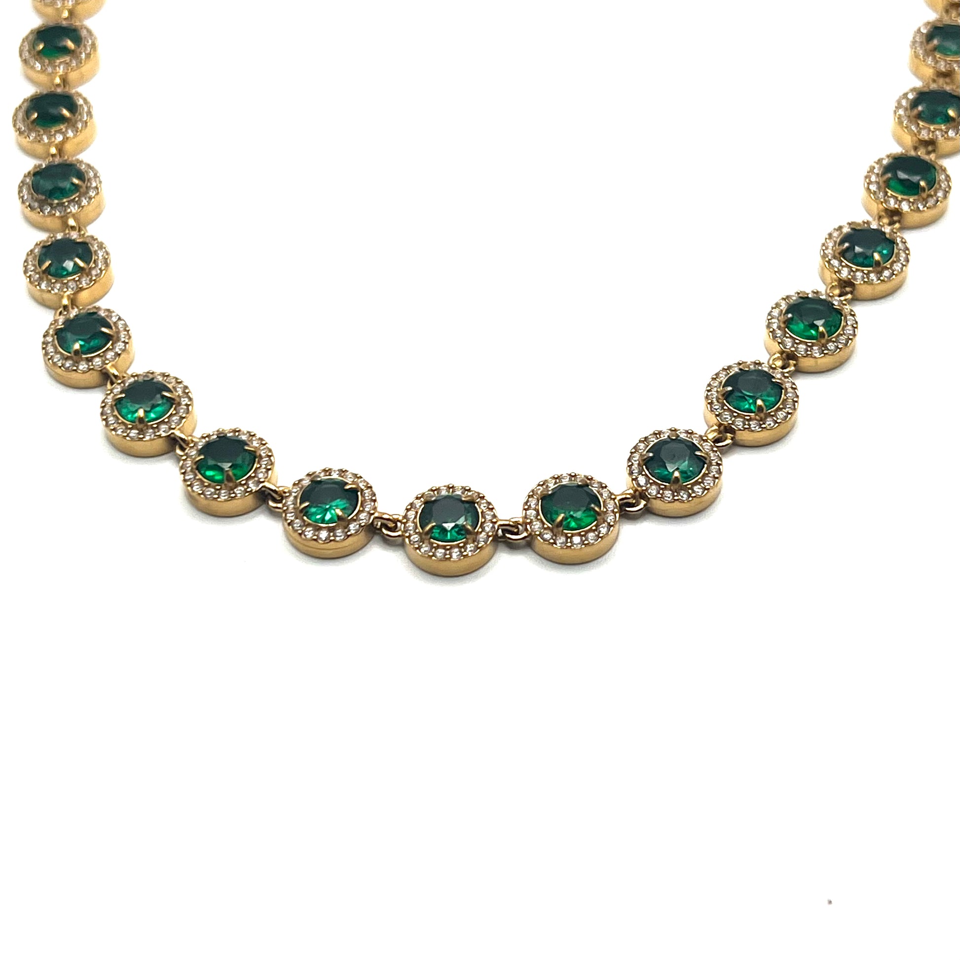 Collana ROYAL HALO – Girocollo in Acciaio Inox Oro con Cristalli Continui