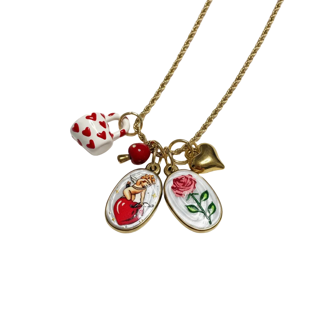 Collana set Charm rosso amore
