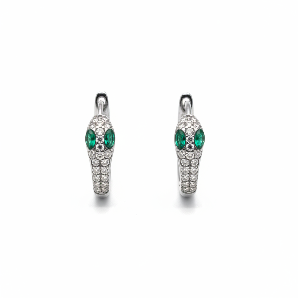 SNAKE RADIANCE – Orecchini Unisex Cerchio Serpente con Strass – Eldra Milano