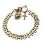 Bracciale SACRED BRICK – Maglia Mattoncino con Charms Cuore Sacro e Croce in Acciaio Inox Oro