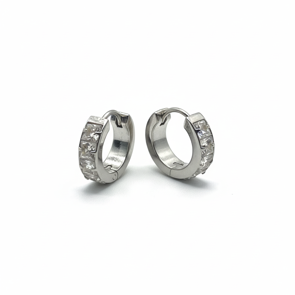 GLAM CIRCLE – Orecchini Unisex a Cerchio con Strass in Acciaio Inossidabile – Eldra Milano