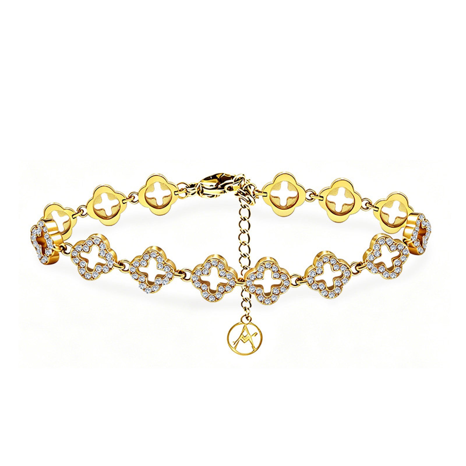 Bracciale quadrifoglio con zirconi