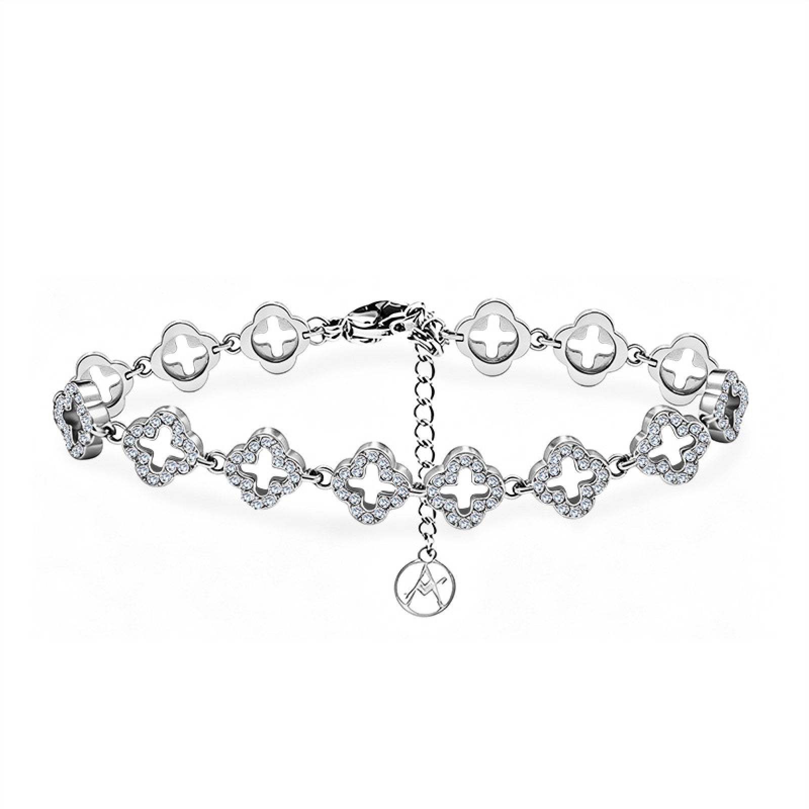 Bracciale quadrifoglio con zirconi