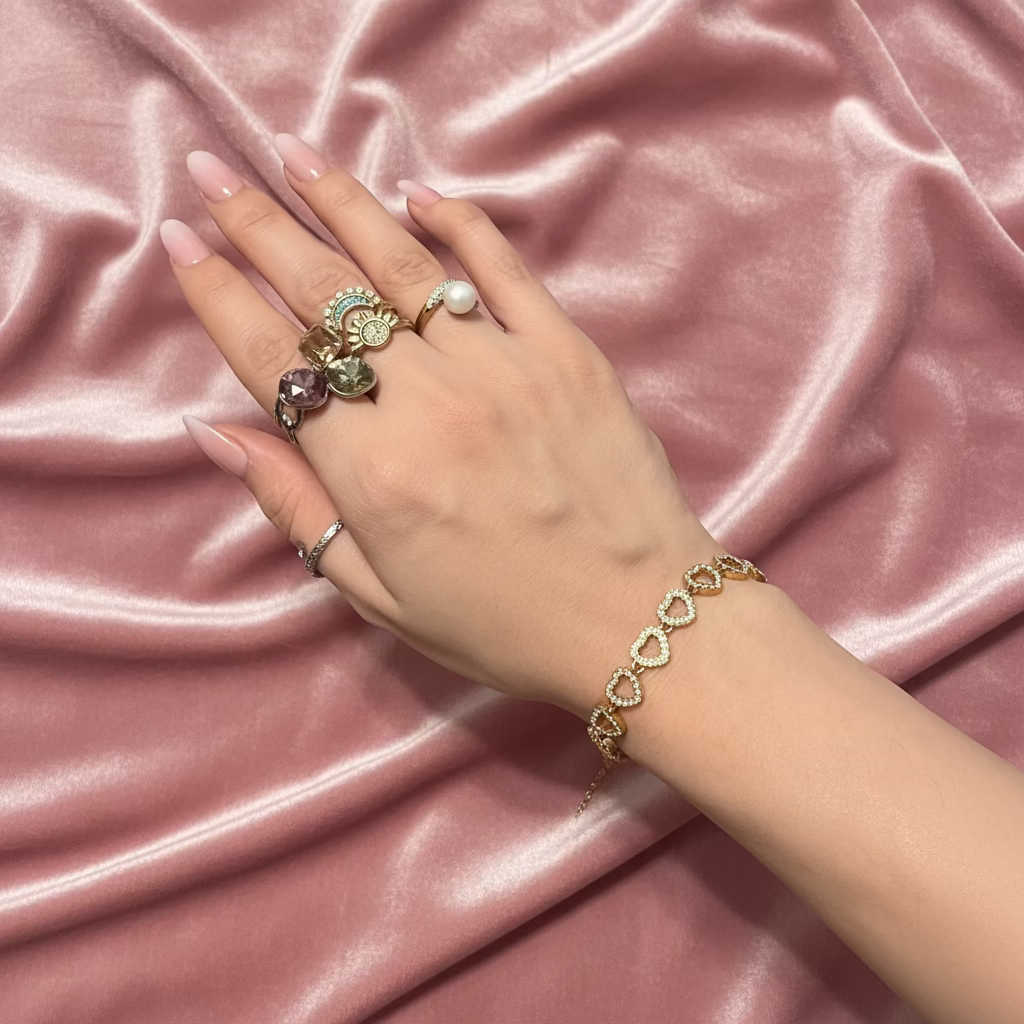 Bracciale cuori con zirconi