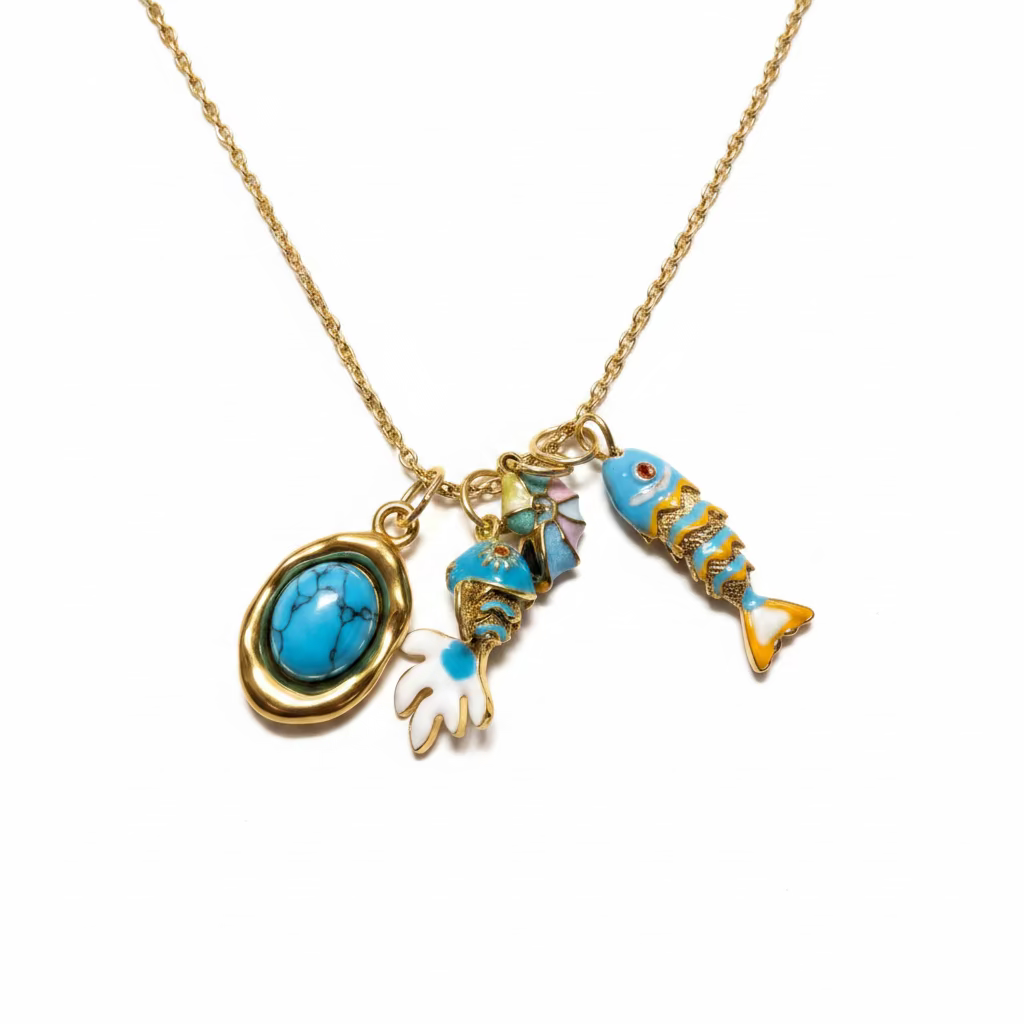 Collana set Charm azzurro mare