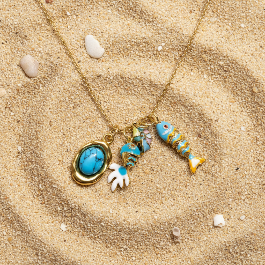 Collana set Charm azzurro mare
