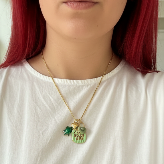 Collana set Charm cuore verde