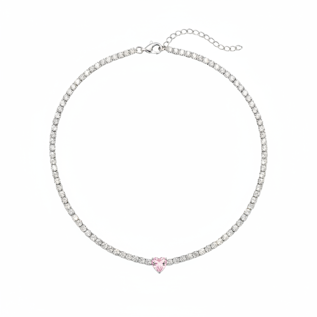 Collana Tennis Heart Gem | chiusura con cursore