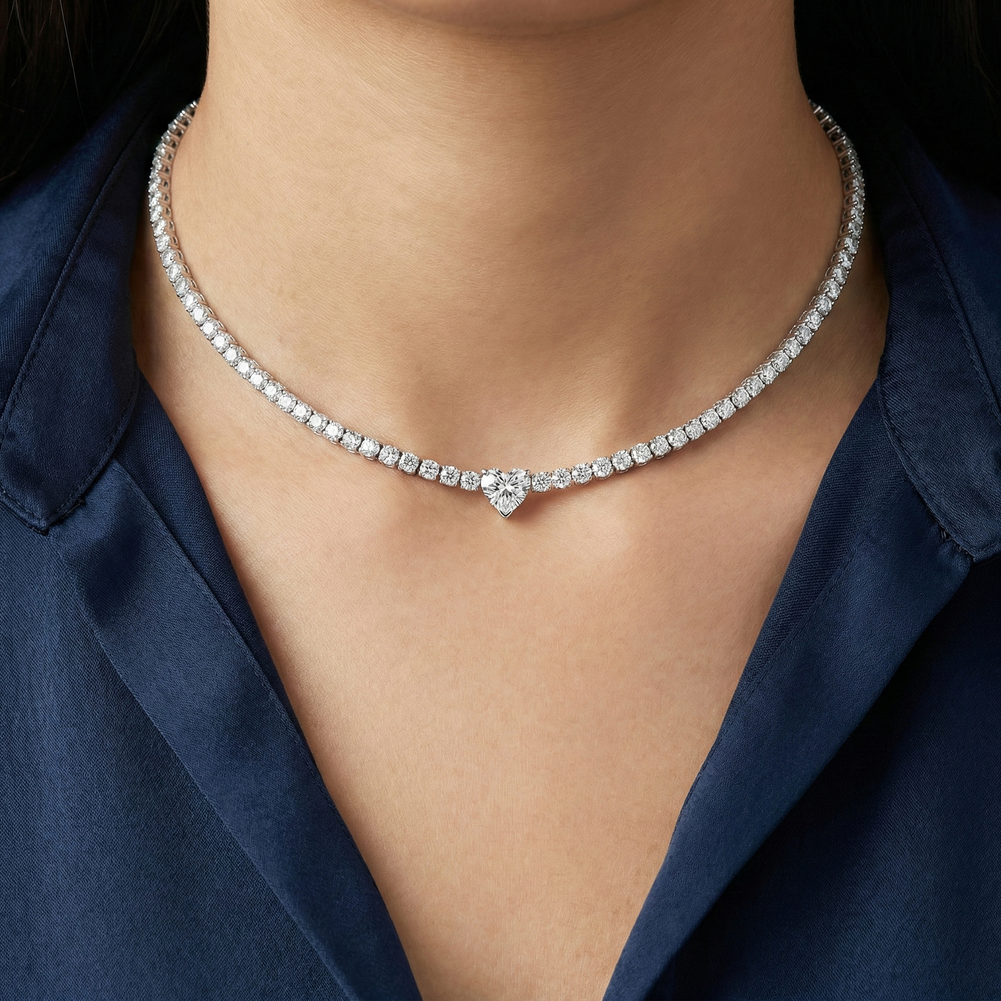 Collana Tennis Heart Gem | chiusura con cursore