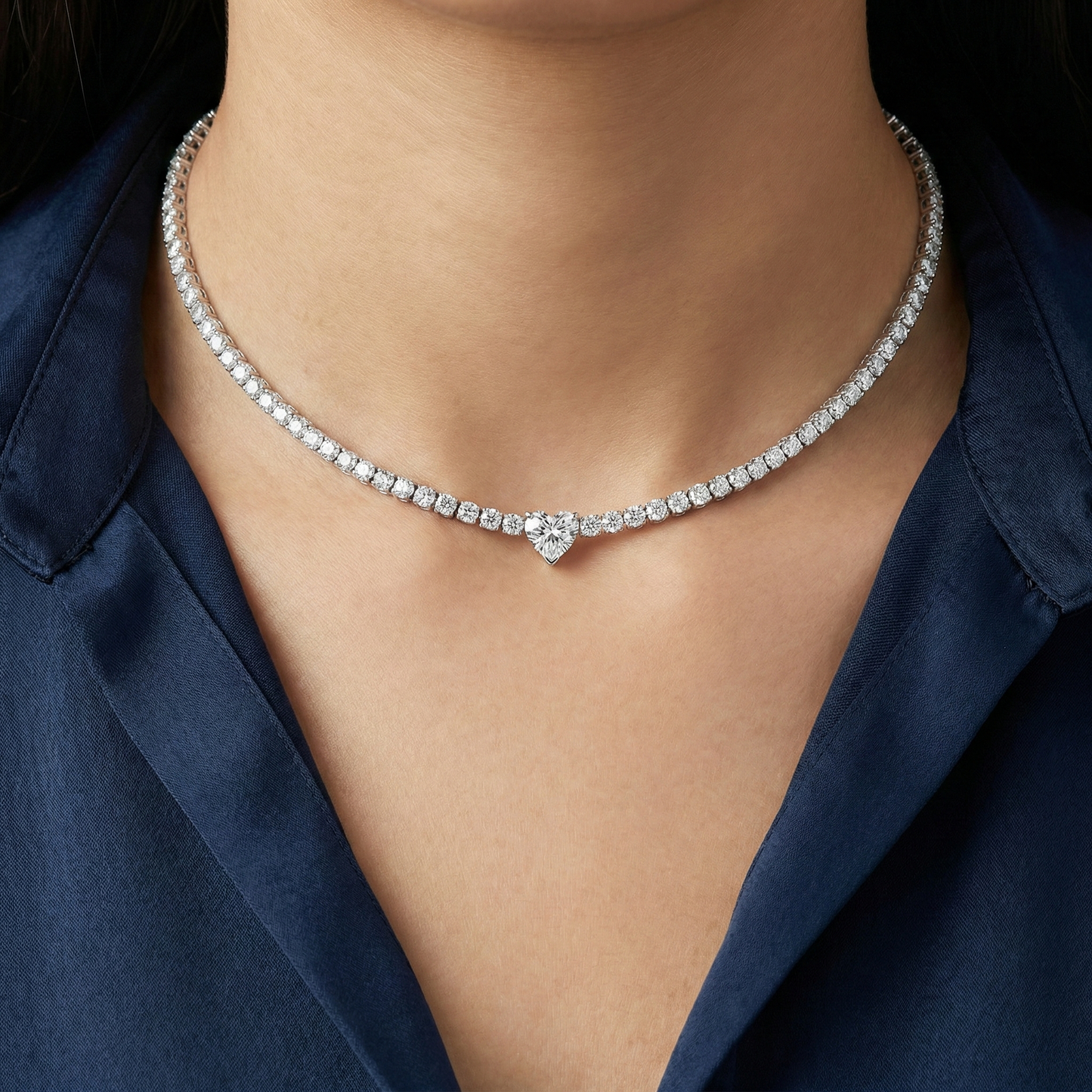 Collana Tennis Heart Gem | chiusura con cursore