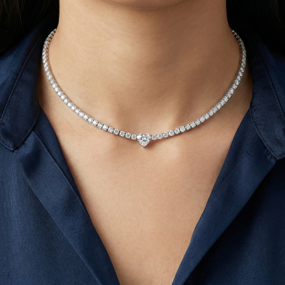 Collana Tennis Heart Gem | chiusura con cursore
