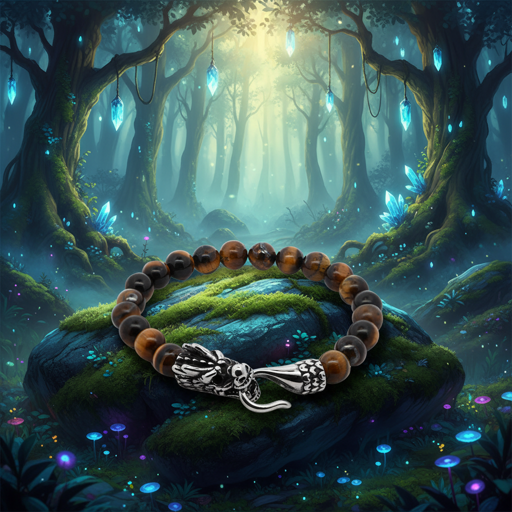 Bracciale testa di drago con pietre naturali