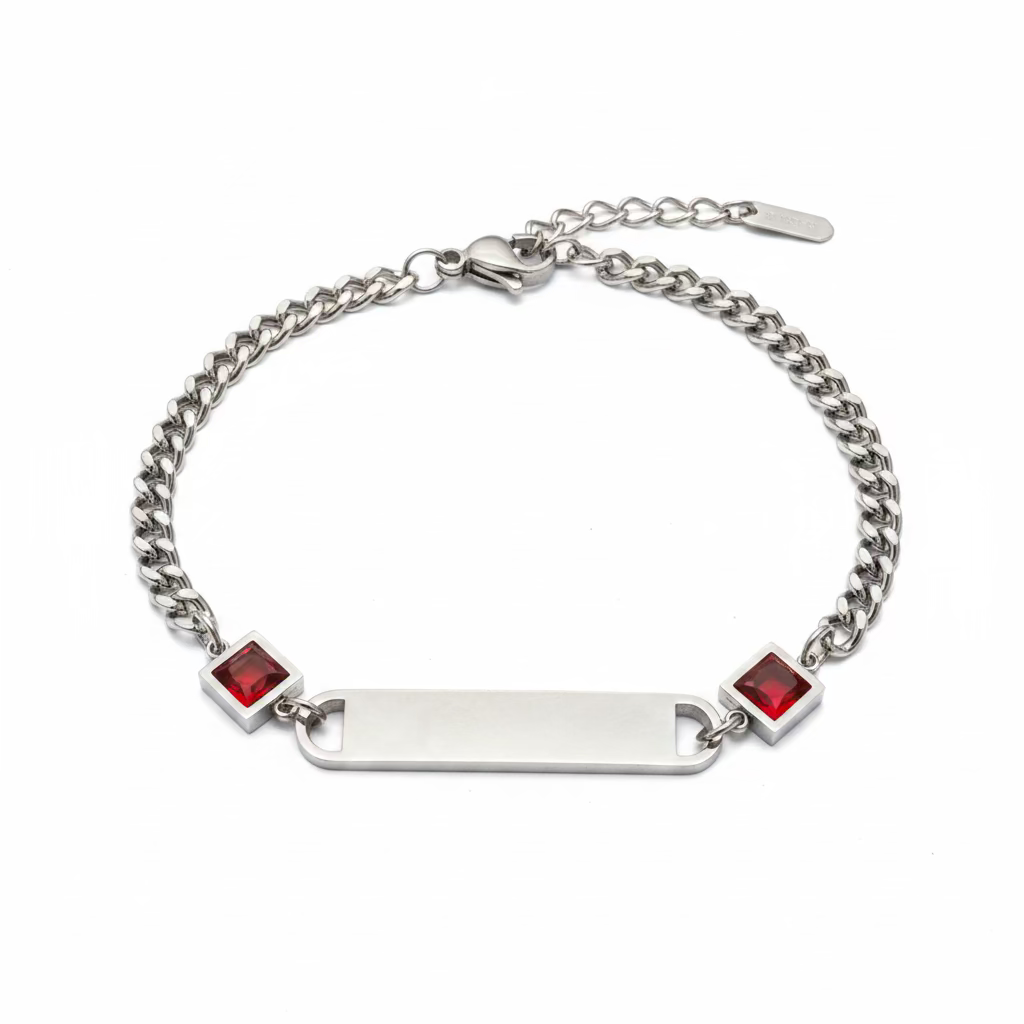 Bracciale con zirconi per incisione personalizzata