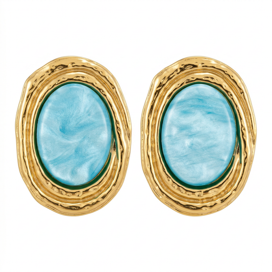 ORO NELL'OCEANO – Orecchini a Lobo Vintage Turchese e Oro - Eldra Milano