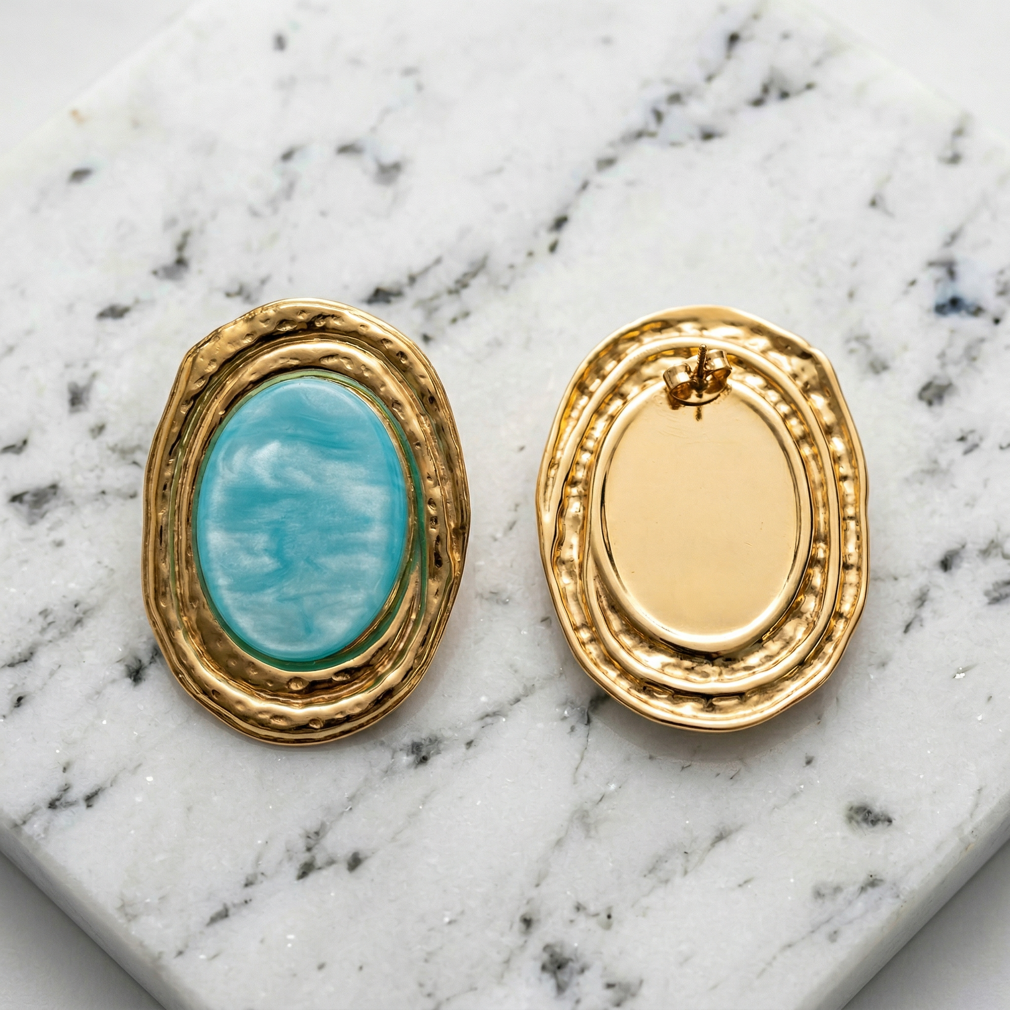 ORO NELL'OCEANO – Orecchini a Lobo Vintage Turchese e Oro - Eldra Milano