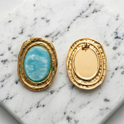 ORO NELL'OCEANO – Orecchini a Lobo Vintage Turchese e Oro - Eldra Milano