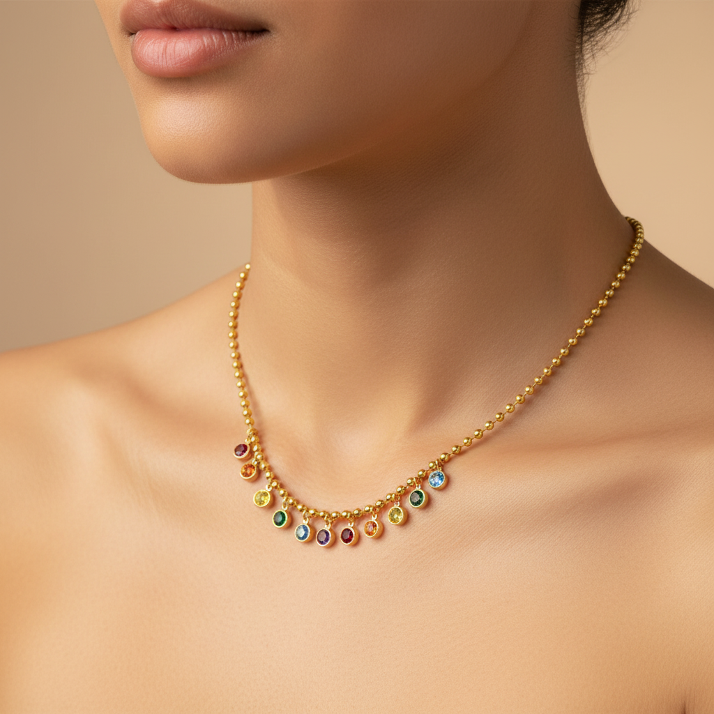 COLLANA CATENA A SFERE CON CHARM