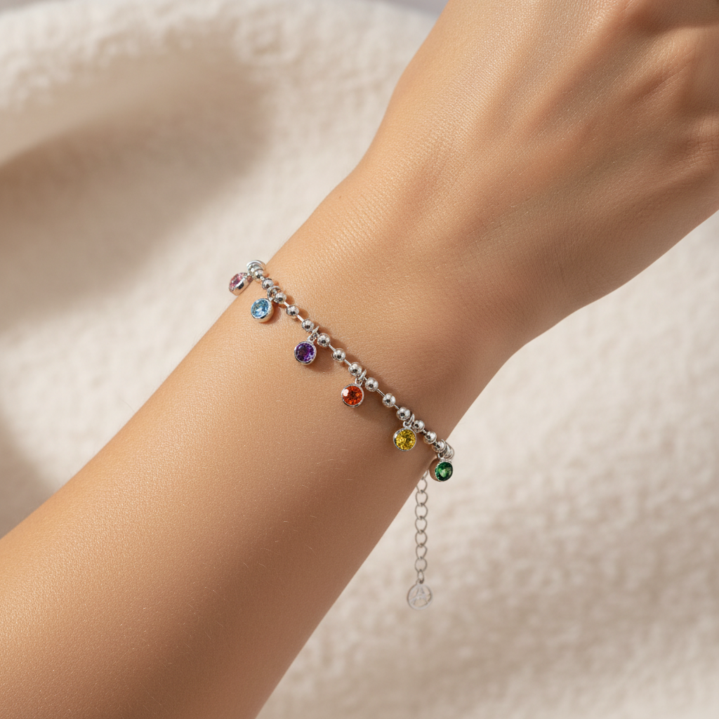 BRACCIALE CATENA A SFERE CON CHARM
