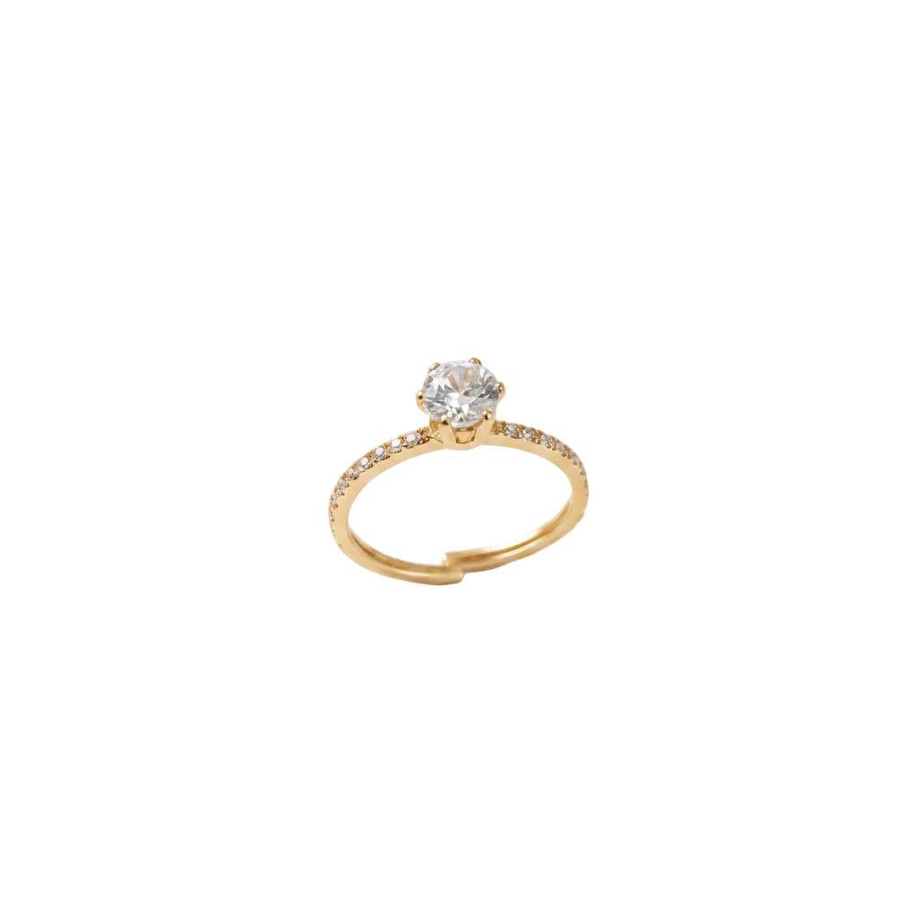 Solitario zircone e strass regolabile