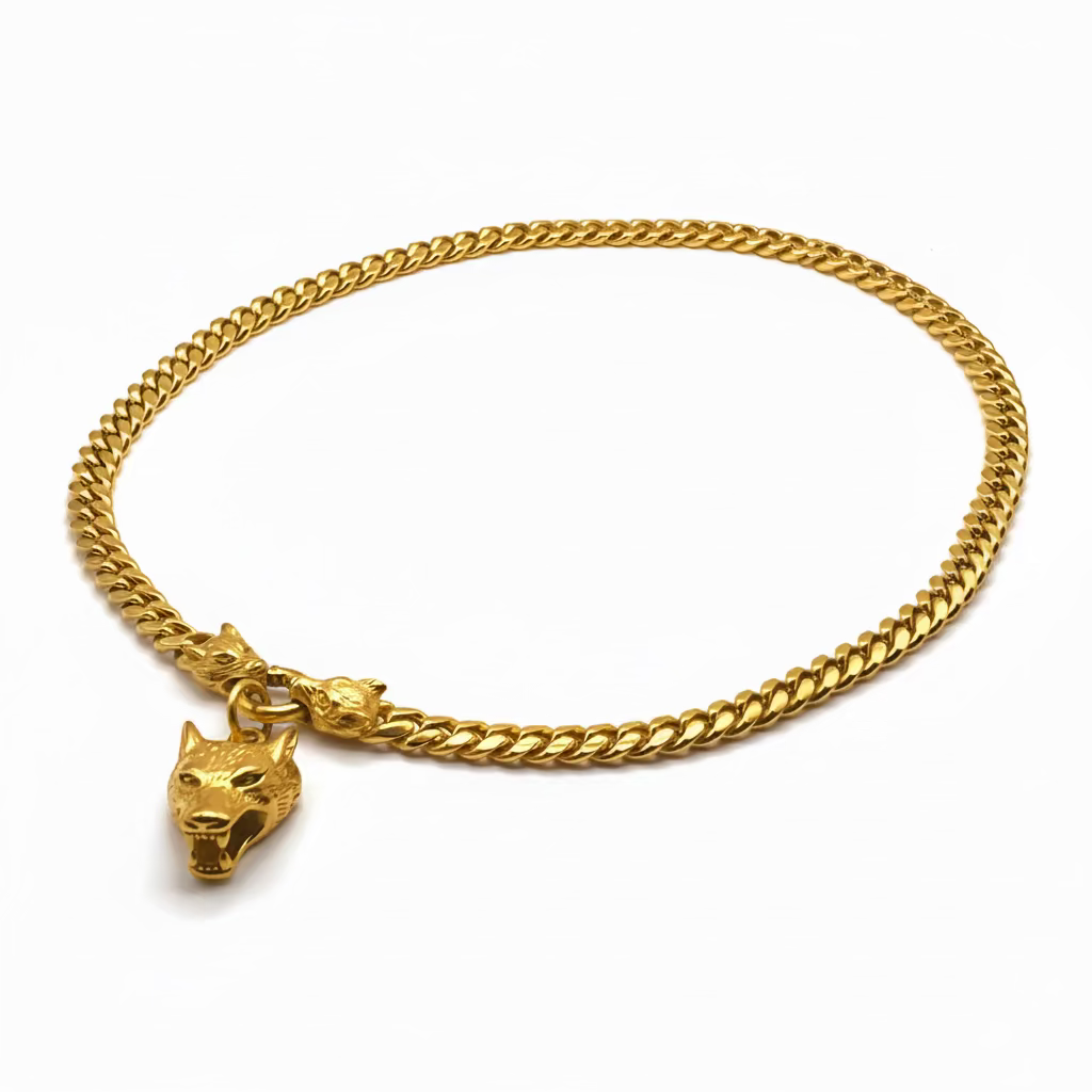 Collana WOLF SPIRIT | Acciaio Inox Massiccio Ultra-Spesso – Eldra Milano