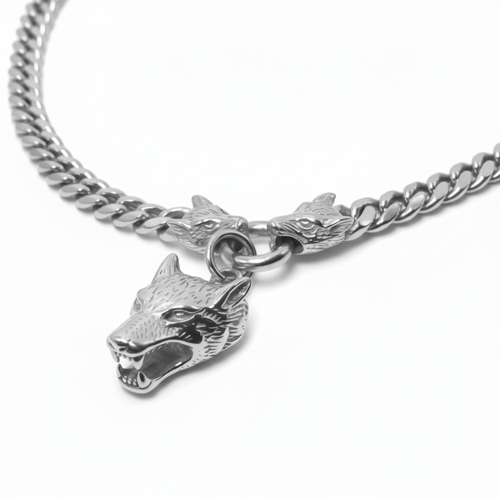 Collana WOLF SPIRIT | Acciaio Inox Massiccio Ultra-Spesso – Eldra Milano