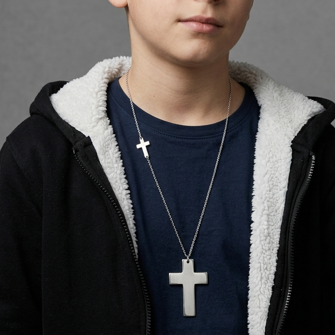 Collana DOUBLE CROSS MAXI | Doppia Croce asimmetrica – Eldra Milano